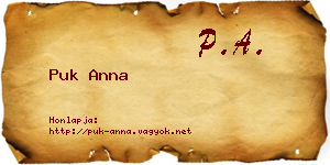 Puk Anna névjegykártya